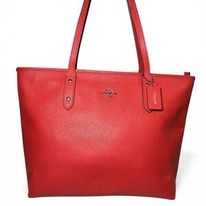 Coach Orange/Red Gallery Tote EUC!